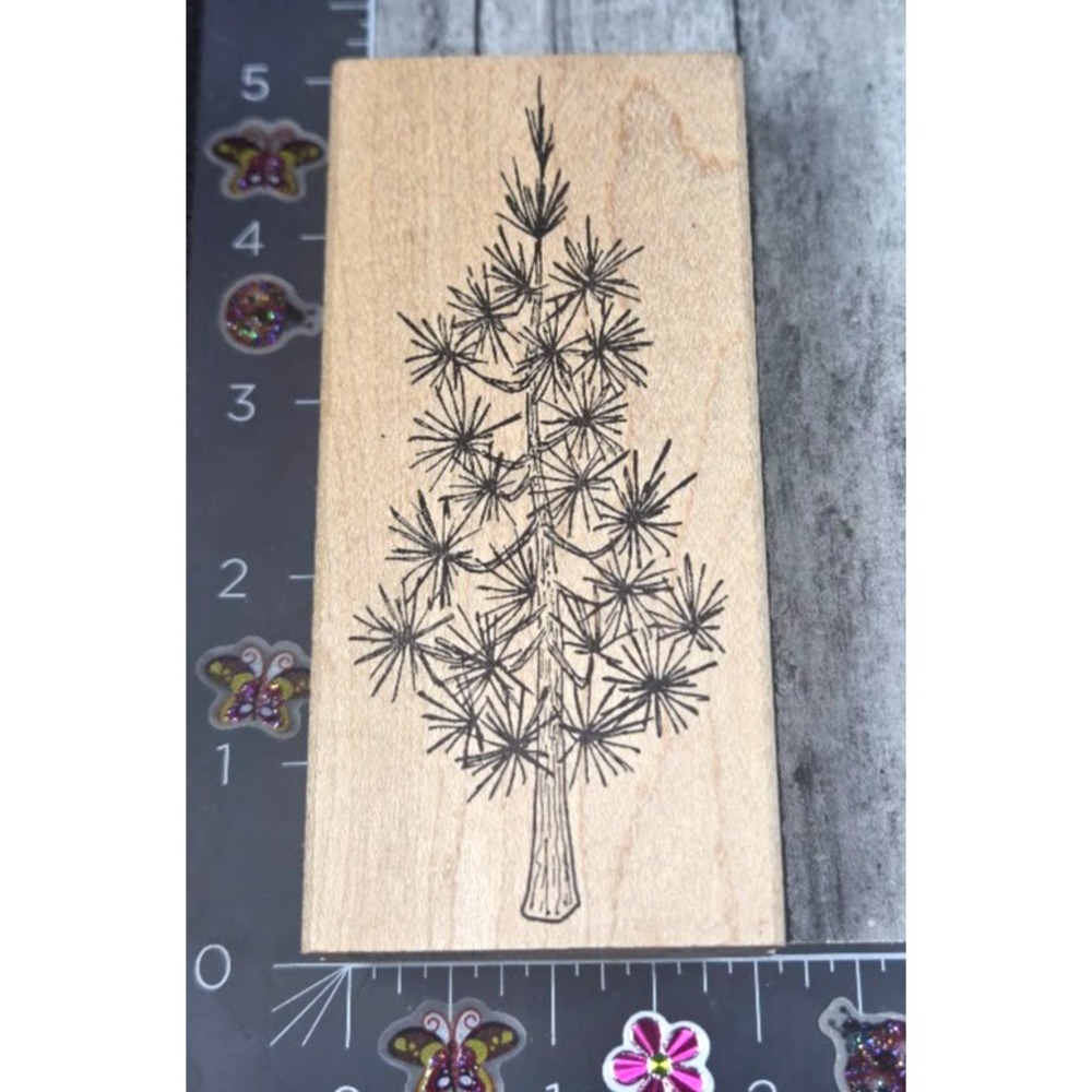 G Rated Pine Tree Detailed Rubber Stamp Wood #D108